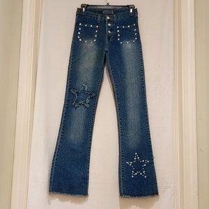 Vintage Y2K O'Lico Jeans - Mid rise Flare Frayed Medium Acid Wash denim